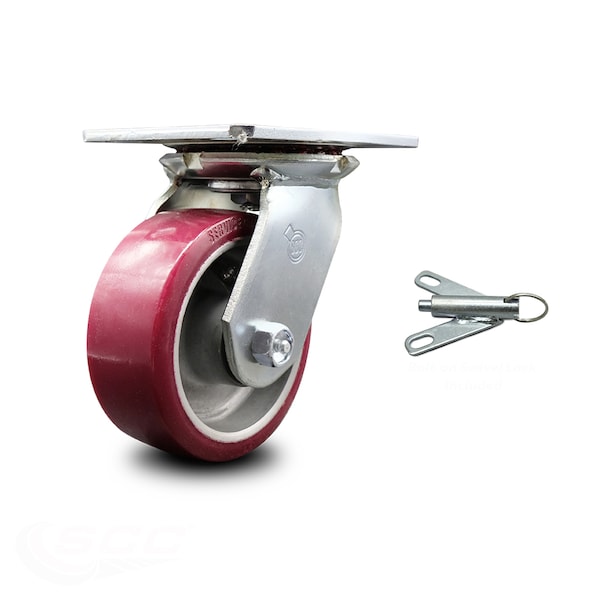 5 Inch Heavy Duty Poly on Aluminum Caster with Ball Bearing and Swivel Lock SCC